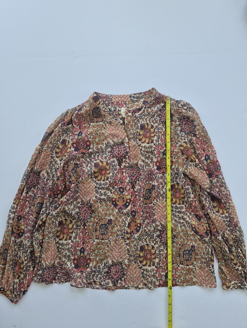 [Sezane] Irina Shirt in Pastel Forest, Size 38/6, Part Silk - Picture 2 of 12